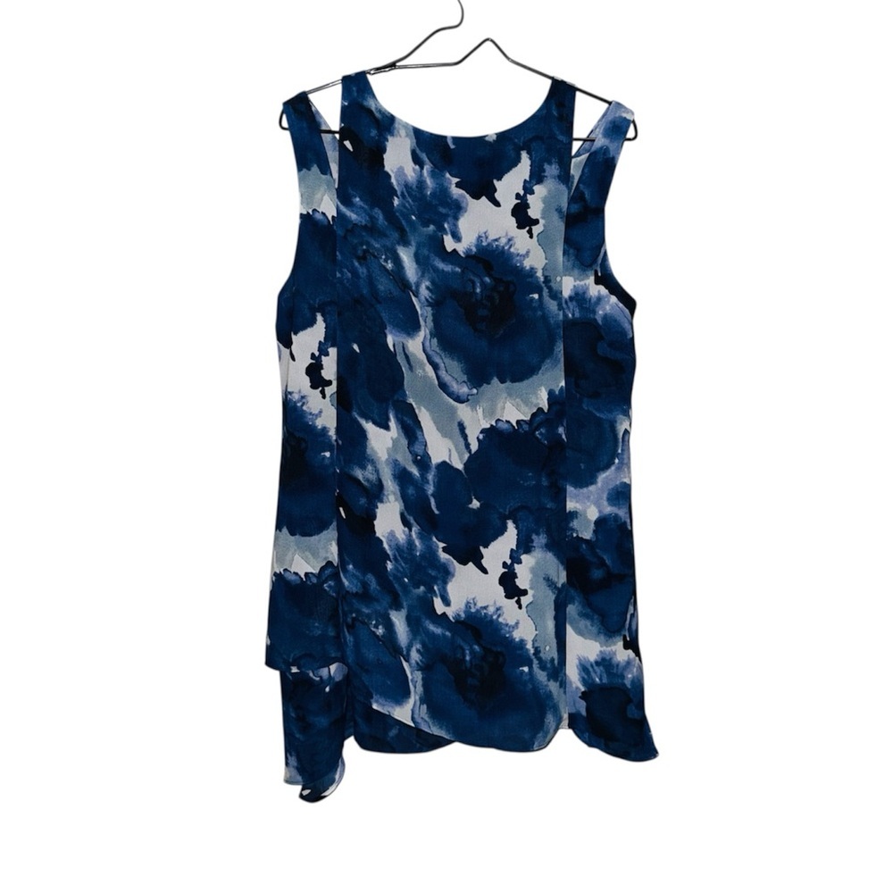 Soft Surroundings Women's Blue Slit Sleeve Asymmetrical Tunic Chiffon Blouse - Picture 3 of 5
